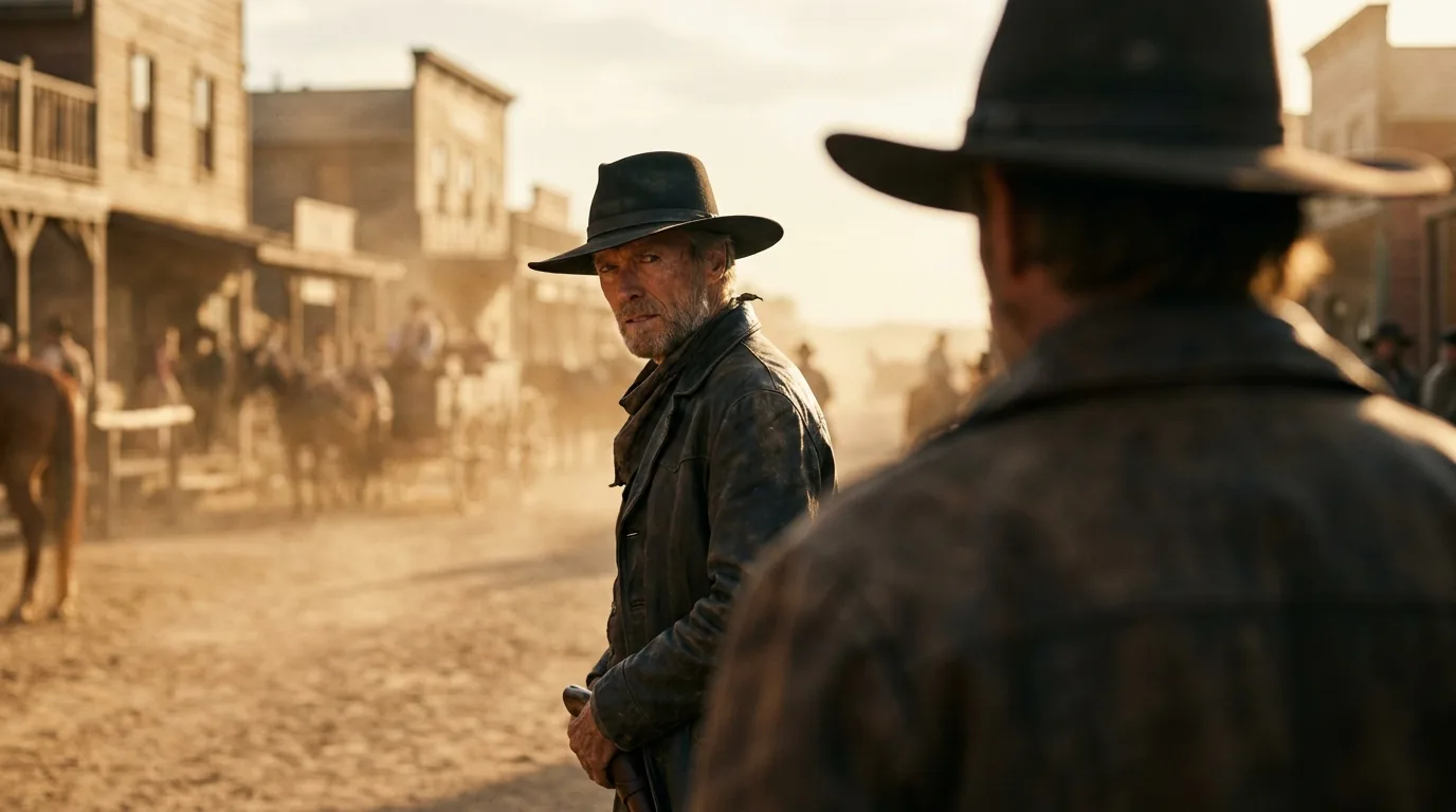 Over-the-shoulder shot, foreground shoulder out of focus, second character in focus background